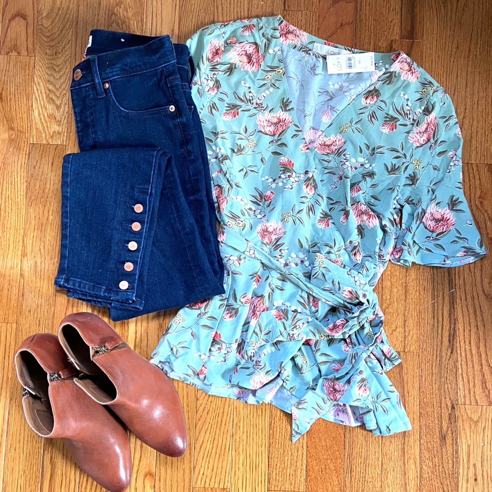 LOFT floral wrap top